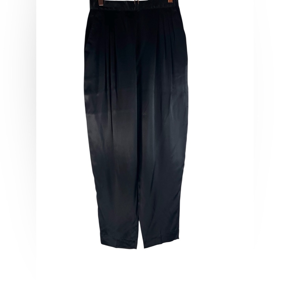 Dior Petites Women Black Pants with Tailored Straight-Leg Cut Silk Size 12